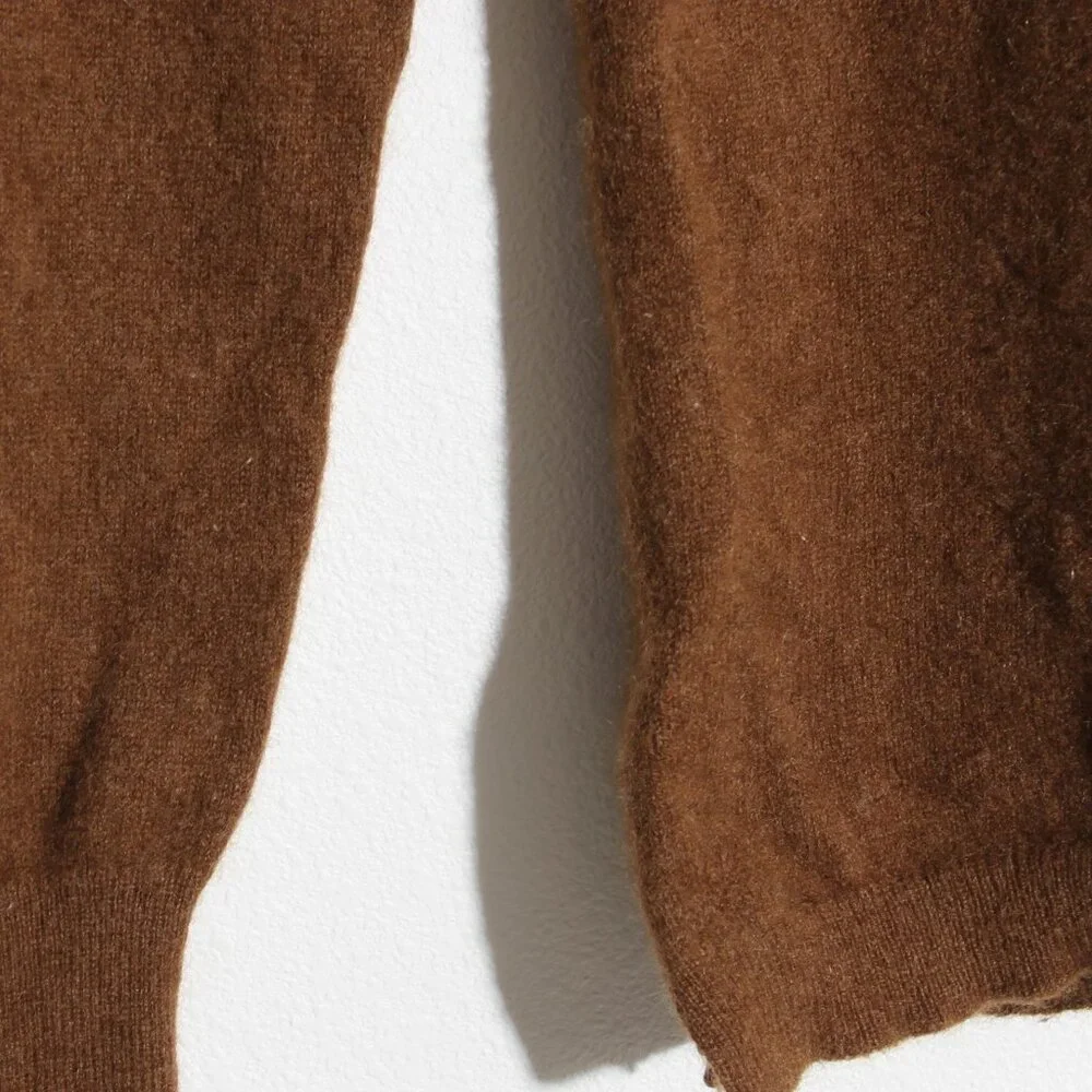 J. Crew 100% Cashmere Classic-Fit Crewneck Sweater Warm Tan Long Sleeve Sz Small
